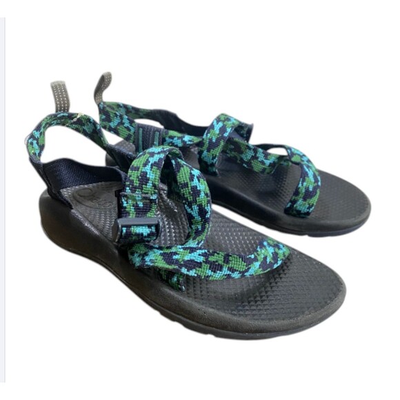 Chaco Sandals Kids Sz 4 Unisex Blue Green Hiking Water Camping - Picture 1 of 9